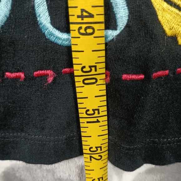 Michael Simon Lite Dress Womens Large Black Embroidered Floral Knit Maxi Boho - Picture 6 of 12